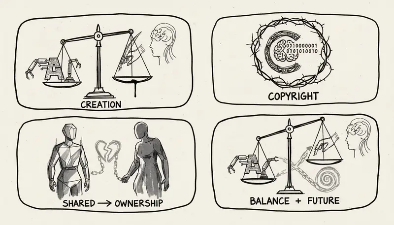 Balancing rights between AI and human creators — conceptual artwork