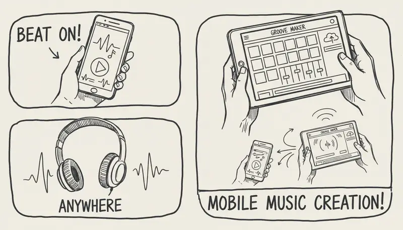Mobile AI music creation workflow on phone