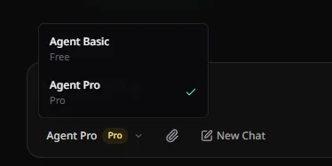 Agent Pro model selector in Music Agent