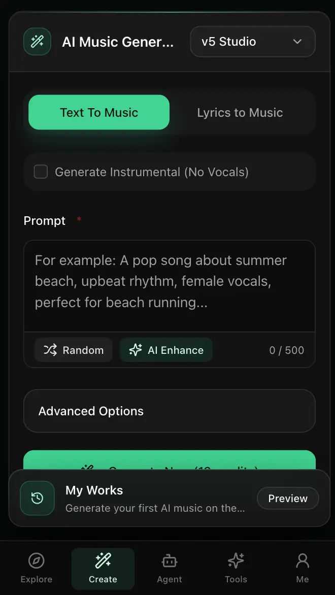 Mobile AI music creation studio