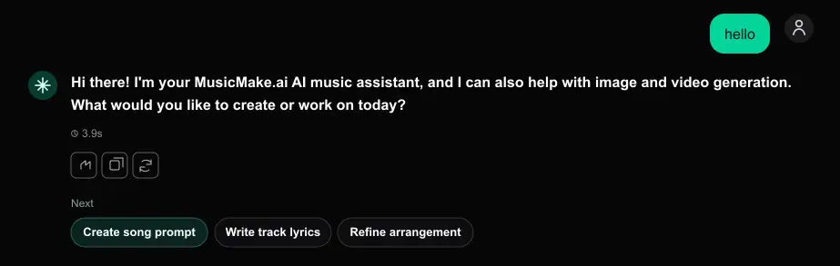 Music Agent smart next actions in chat