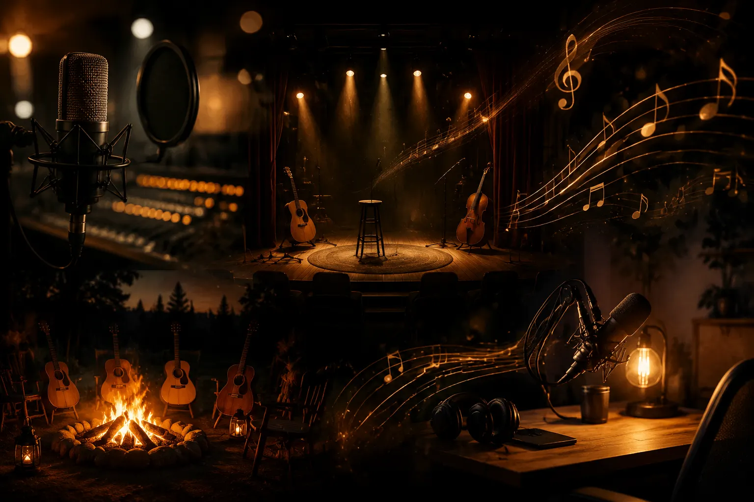 Live-Akustikperformance und Aufnahme-Setup